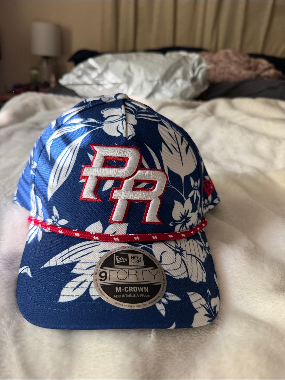 New Era Womens Blue Floral Puerto Rico 9FORTY Cap with Red Trim